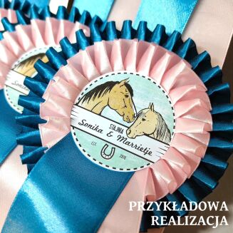 Double rosette - turquoise - light pink - 2