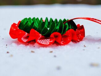 Christmas Rosette – Red with Christmas Trees - 2