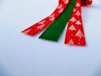 Christmas Rosette – Red with Christmas Trees - 3