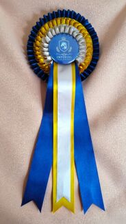 Kotylion potrójny #3 - granatowy / złoty / beżowy - 3