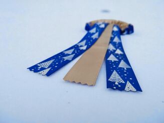 Christmas Rosette – Blue with Christmas Trees - 3