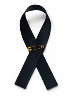 Black Mourning Rosette with Safety Pin - 2
