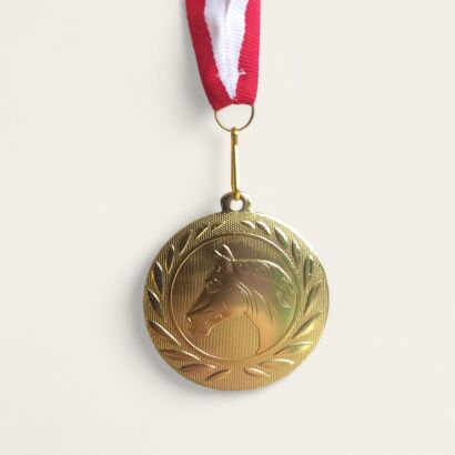 Gold equestrian medal, horse #1
