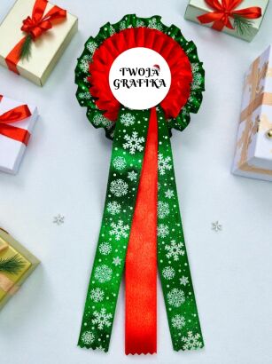 Christmas Rosette – Green with Snowflakes